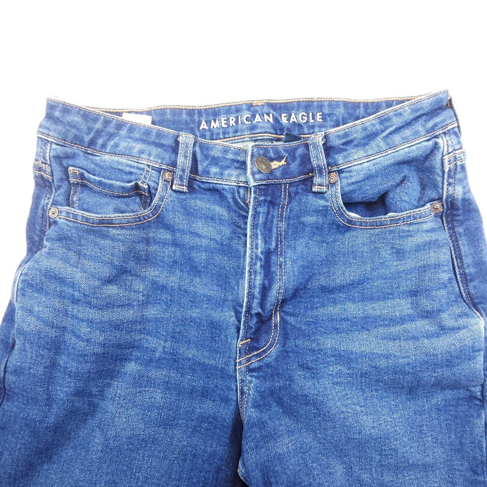 American Eagle Womens 8 Long Blue Straight Stretch Jeans 33 Inseam